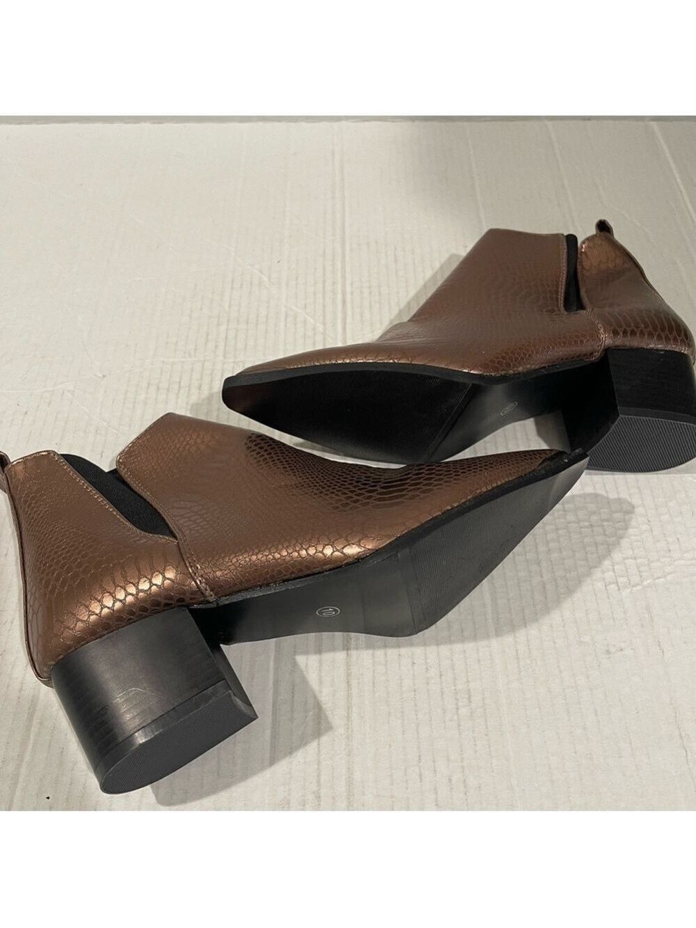 Women’s Seven7 Madison Python Pointed Brown Vegan Leather Booties Size 10 US! - Picture 10 of 10